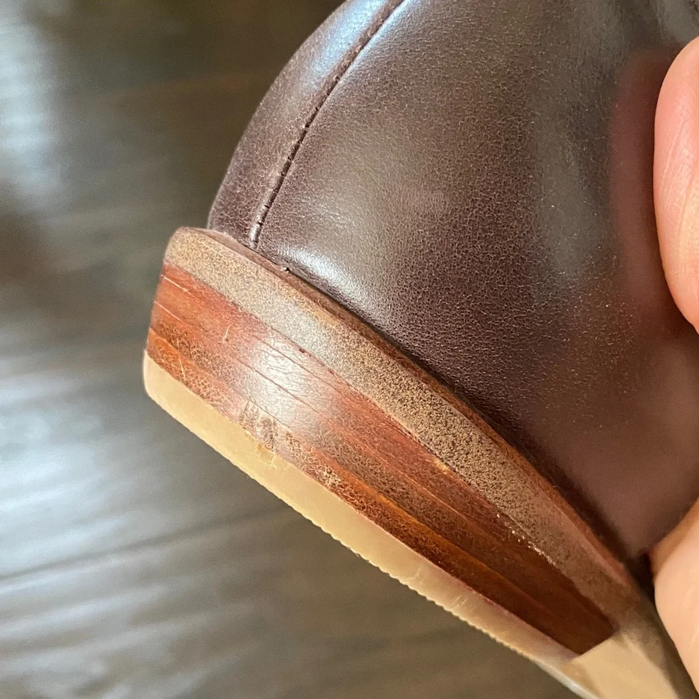Jeffrey Campbell Joel’s Dark Brown and Rust Leather D’Orsay Flats. Size-9